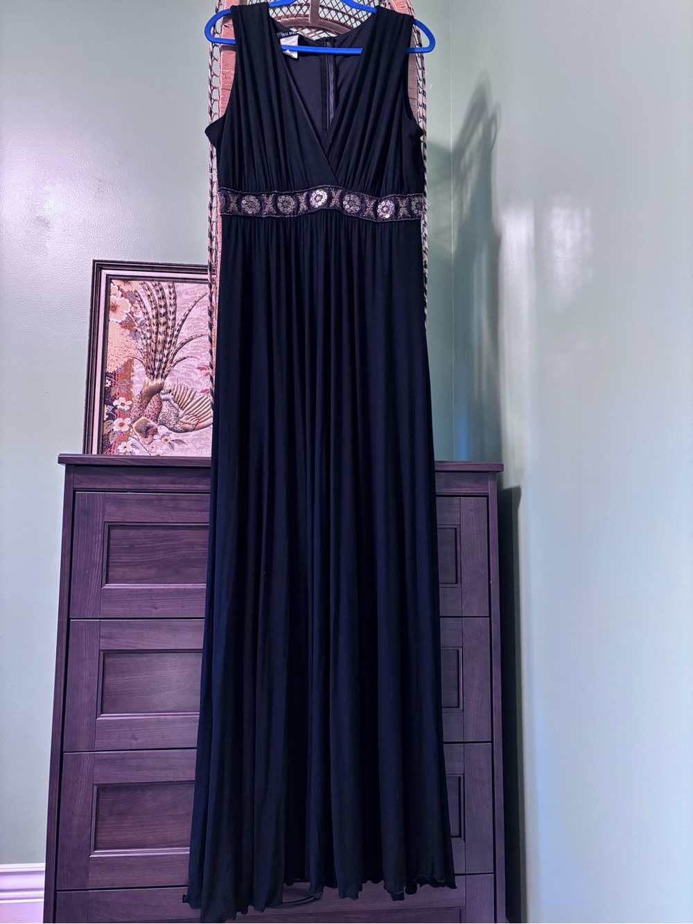 Sleeveless V-Neck Maxi Dress | Embroidered Waistband | Tall Girl (brand) Size L